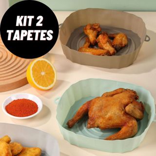 Kit 2 Tapetes Silicone 20Cm Para Fritadeira Sem Óleo Bandeja De Cozimento Reutilizável Lavável