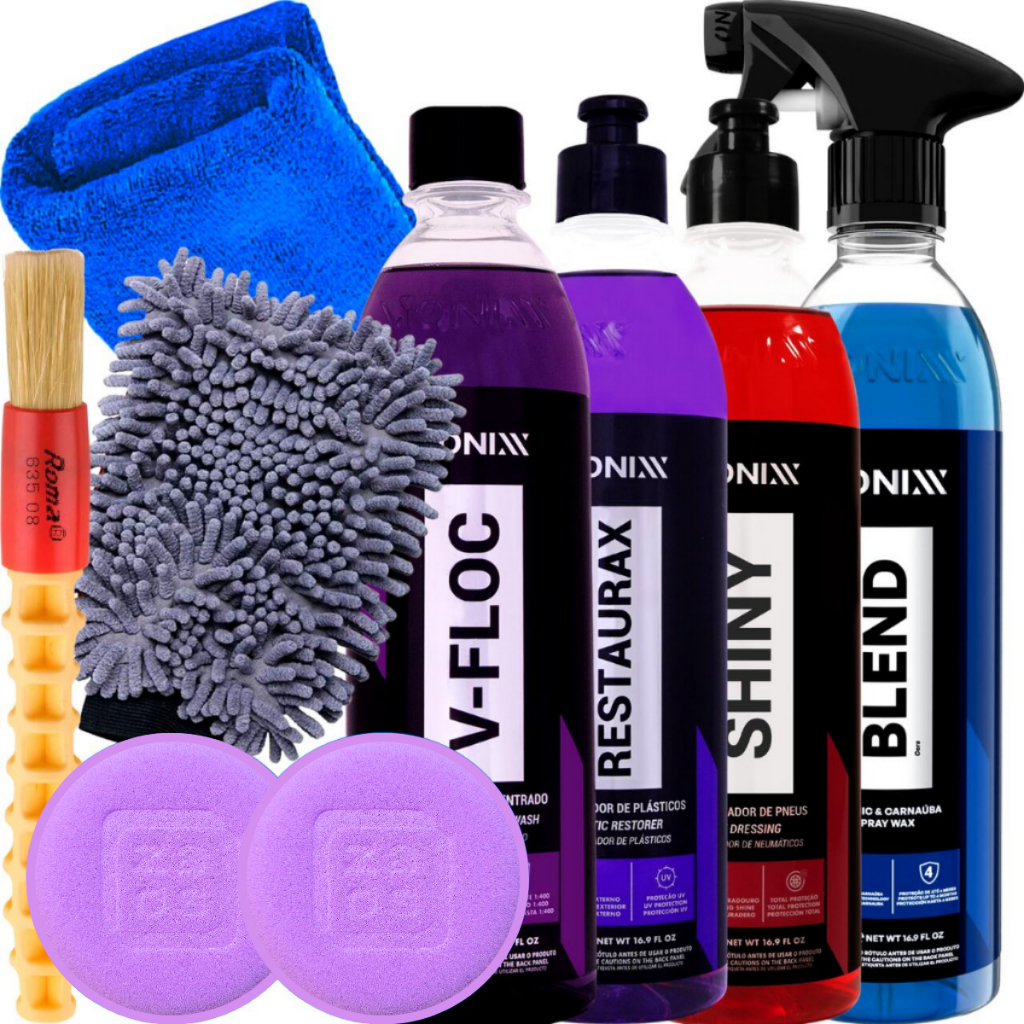 Kit Limpeza Automotiva Profissional V-Floc Restaurax Shiny Blend Spray Vonixx em Oferta na Shopee