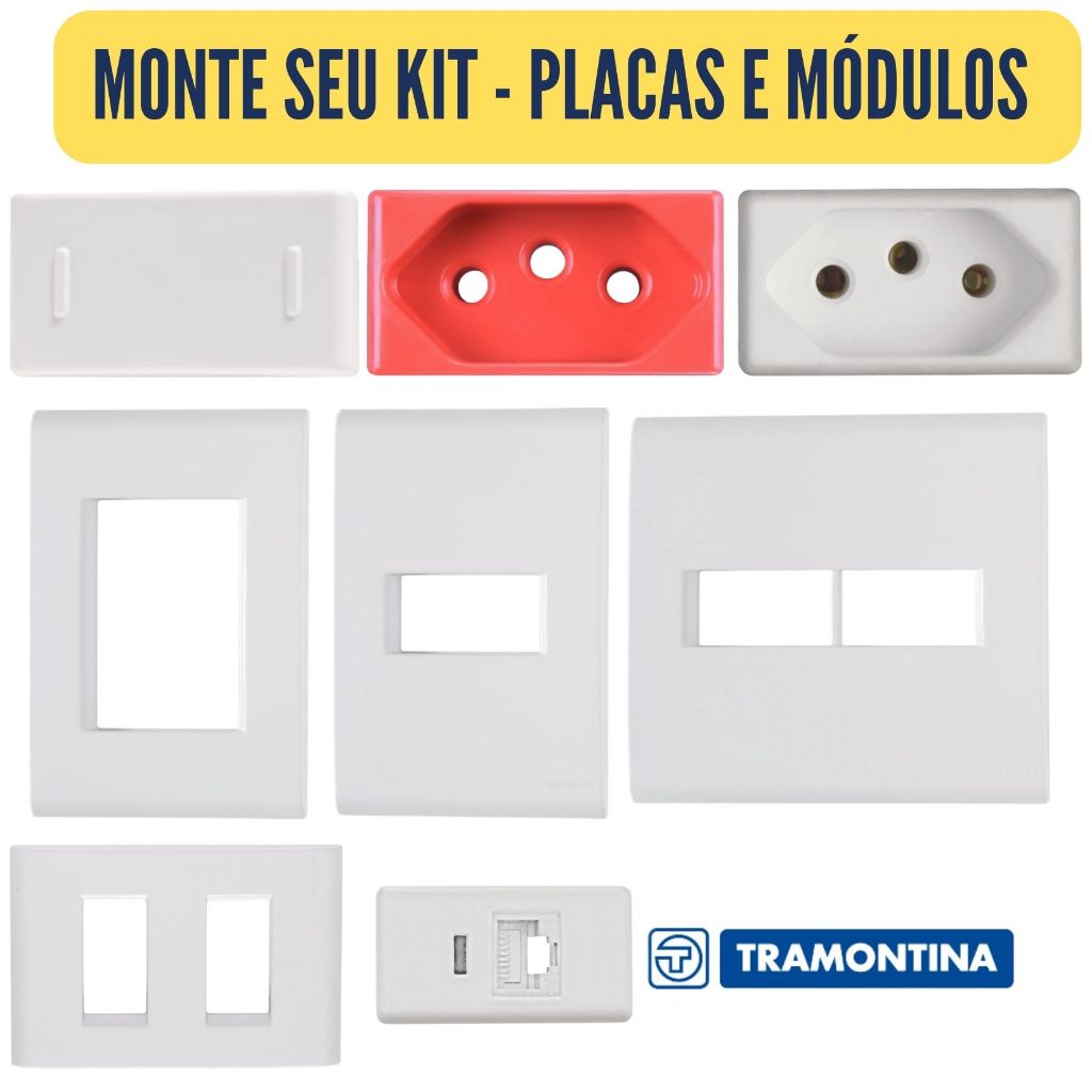 Monte sua Tomada Tramontina Liz - Escolha Entre Tomada, Interruptor, Módulos ou Placas Espelhos 4x2 / 4x4