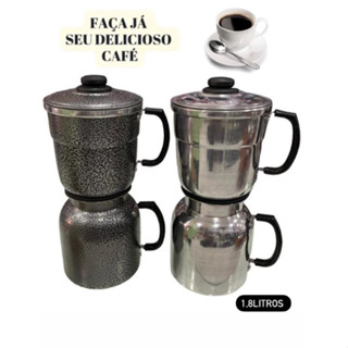 Cafeteira italina 1,8L em alumínio serve 6 8 10 12 14 Xícaras na cor Craqueada e Polida