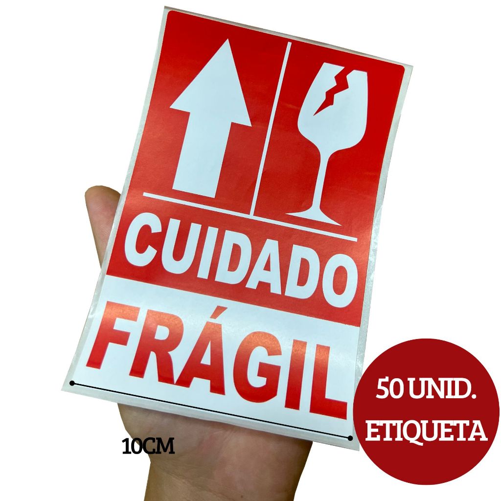 ETIQUETA FRÁGIL TAMANHO GRANDE, COM 50 UNIDADES AUTOCOLANTE! ADQUIRA A SUA PROMOÇÃO. CUIDE DO SEU PRODUTO em Oferta na Shopee