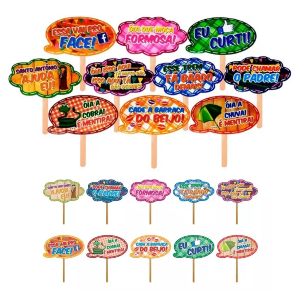 10 Plaquinhas Divertidas Carnaval Frases Arraial Decoração
