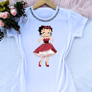 Camiseta blusa feminina t shirt betty boop com e sem pedrarias