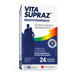 Vita Supraz Multivitaminico 24 Vitaminas e Minerais Auxiliam No Funcionamento do Sistema Imune 60 Comprimidos em Oferta na Shopee