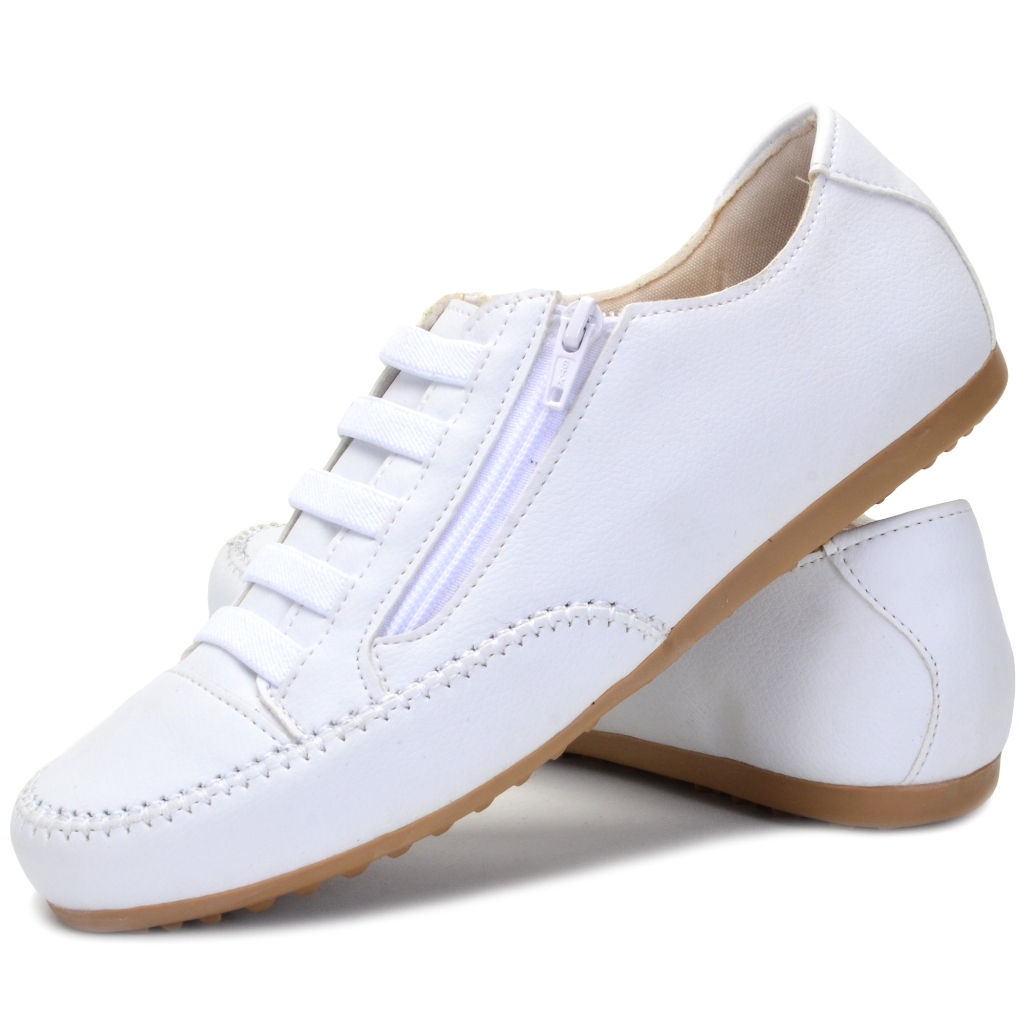 Sapatênis Tênis Feminino Casual Mocassim Com Zíper e Elástico Super Confortável e Leve em Oferta na Shopee