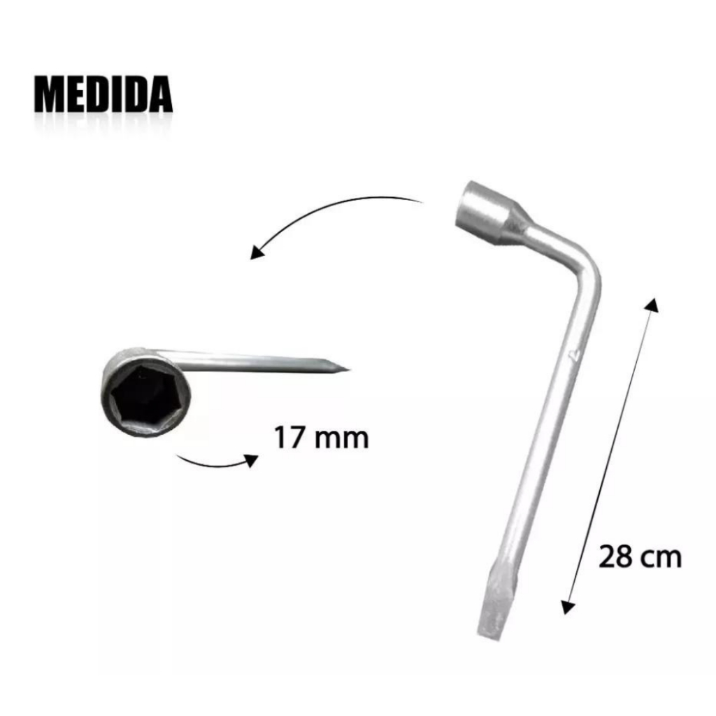 Chave De Roda Universal L Com Espatula 17mm / 19mm / 21mm Carro Reforçada (Selecione a medida do seu carro)