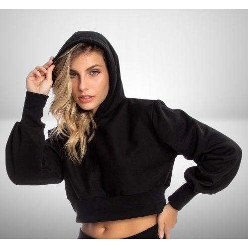 Cropped de Moleton Blusa Curta Moda Inverno 2022 Blogueirinha
