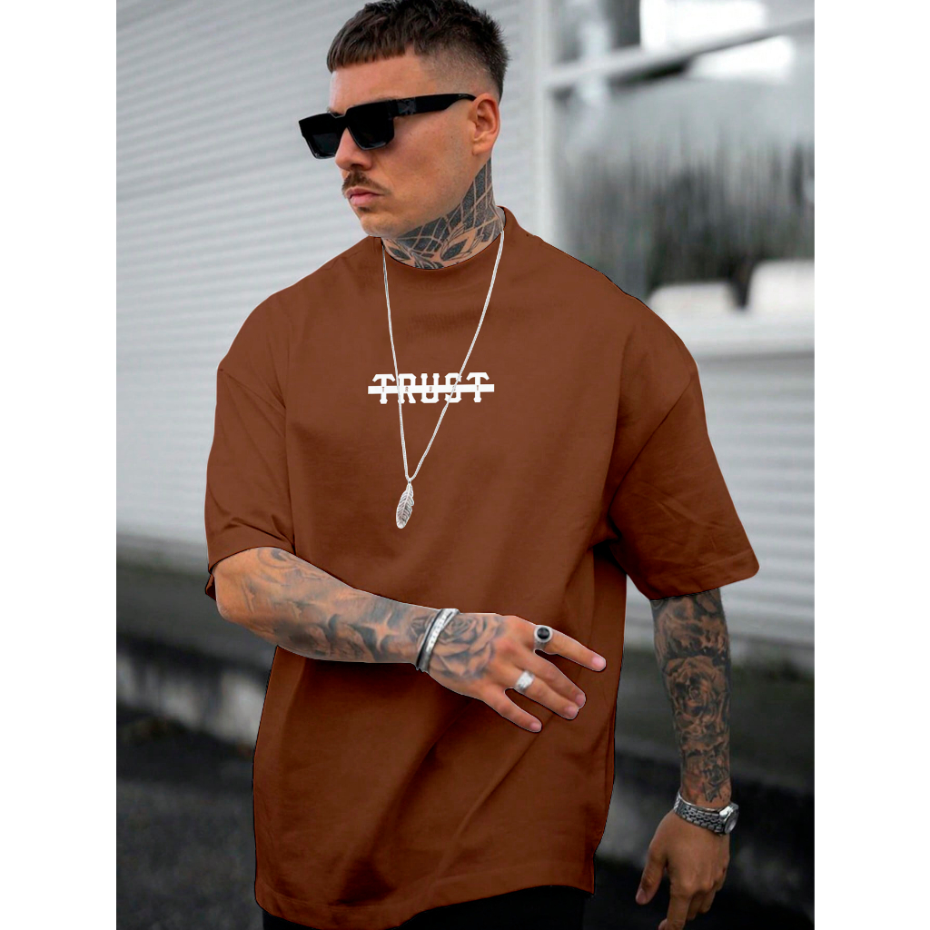 Camiseta Oversized Estilo De Rua Trust Moda Masculina Lançamento em Oferta na Shopee