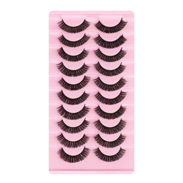 10 Pares Cílios Postiços Russo, Extensão Curvatura D, Textura Natural Importado,  Híbrido