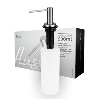 Dispenser Dosador De Sabão Porta Detergente Embutir Iura Fluss Bancada Inox Escovado 500ml