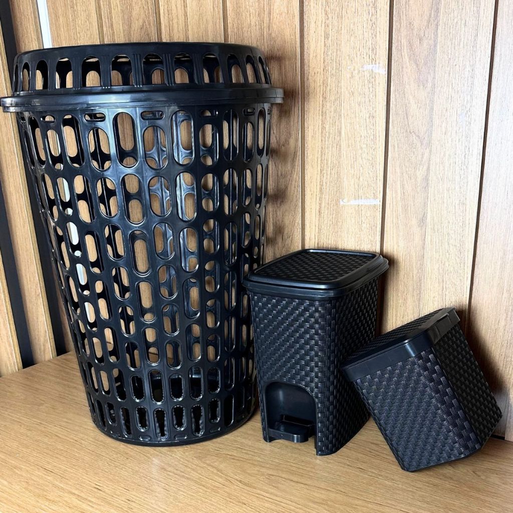 Conjunto Conforto com 3 peças: Cesto 60 + Lixeira 07l + Lixeira 05l