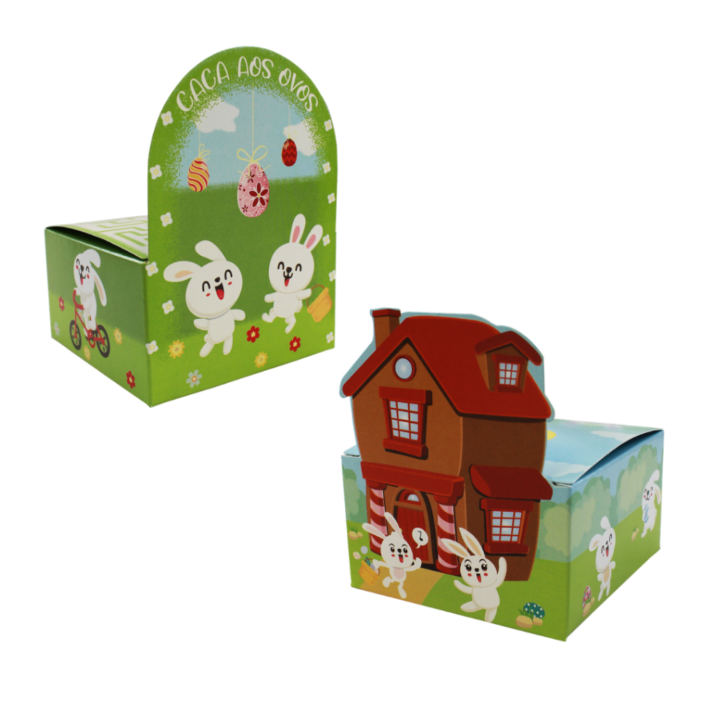 Kit 10 Caixas de Páscoa Fun Casa do Coelho ou Caça as Ovos - Ideia Embalagens em Oferta na Shopee
