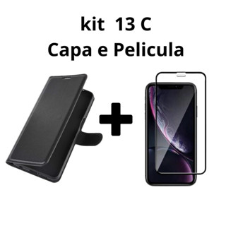 Capinha Carteira Para Redmi 13C + Película 3D Proteção em Dobro