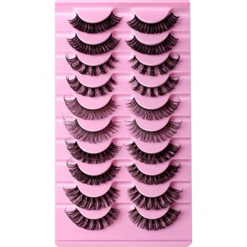 10 PARES Cílios Postiços 3D Mink Curvatura DD, Textura Natural Importado, Cílios Postiços Volume Russo
