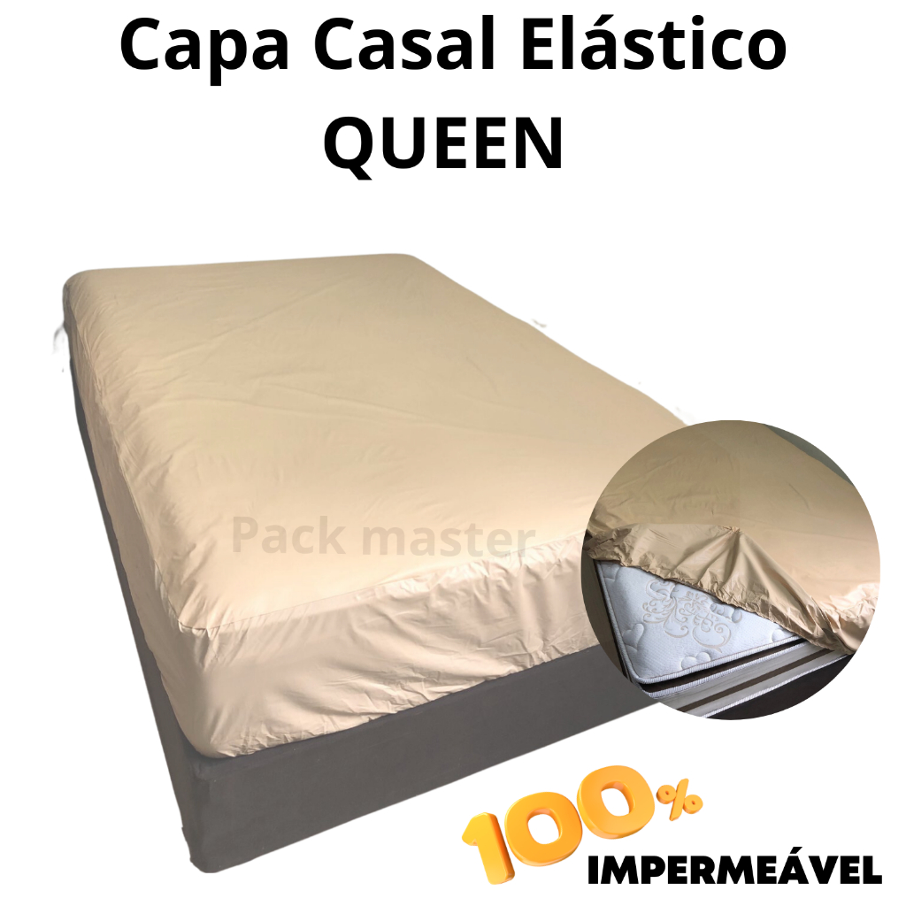 Capa Protetor Colchão Casal  QUEEN Impermeável Antialérgica Hospitalar BEGE