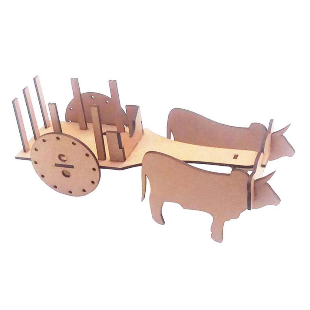 Kit 10 Carro carroça de Boi 26,5 cm mdf cru suporte mini garrafinha Quebra Cabeça 3D centro de mesa festa fazendinha country junina