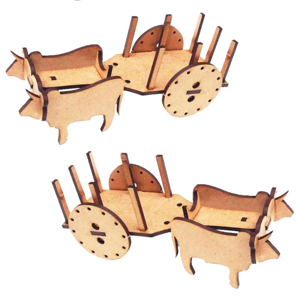 Kit 5 Mini Carro carroça de Boi 16 cm mdf cru Quebra Cabeça 3D lembrancinha aniversario festa country fazendinha