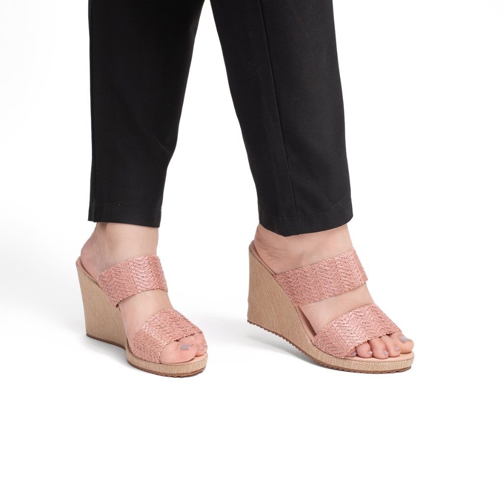 Sandalia Anabela Detalhes Nude Elegante Envio Moda Salto Plataforma Anabella Nude