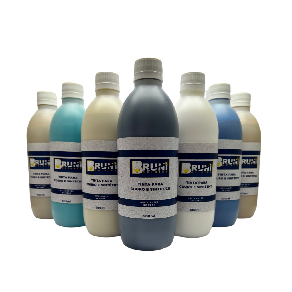 Tinta para Couro e Sintético Reparo Automotivo Bolsa Sapato Sofa 500ml Várias Cores