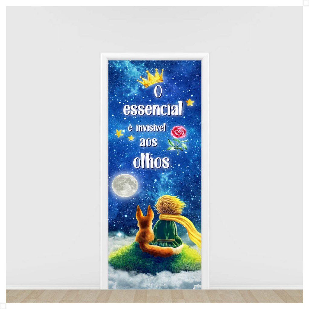 Capa De Porta Infantil Decoração Pequeno Príncipe Tecido Sublimado C/Elástico Veste Fácil 0,85x2,10m em Oferta na Shopee