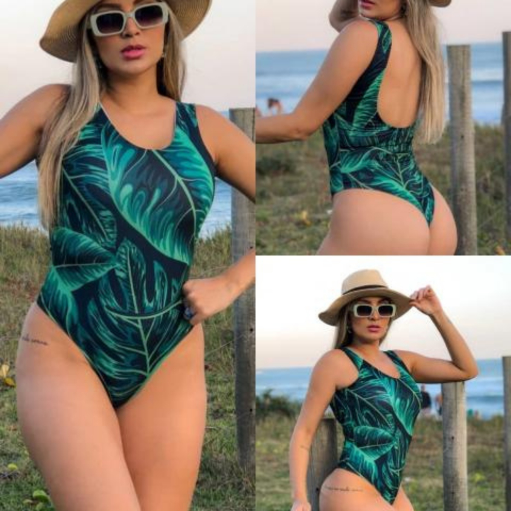 Biquini Maio Feminino Praia Moda Verde Body Maio 2 Tons Top