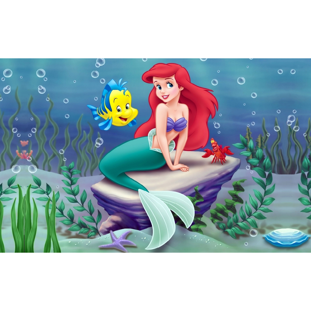Painel festa decorativo pequena sereia baby princesa ariel filme em Oferta na Shopee