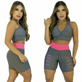 CONJUNTO COM 1 SHORT FEMININA + 1 TOP VÁRIOS MODELOS TREINO EM CASA