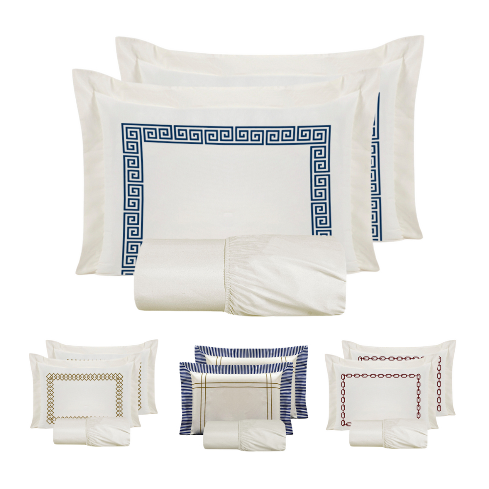 Jogo de Cama Casal Padrão 180 Fios 03 Peças Luck com Fronhas Estampadas Jogo de Lençol Casal