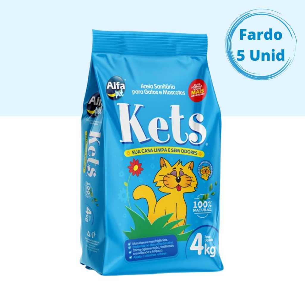Kit 5un. Areia Sanitária Higiênica Para Gatos Anti Odor Kets 20kg Total