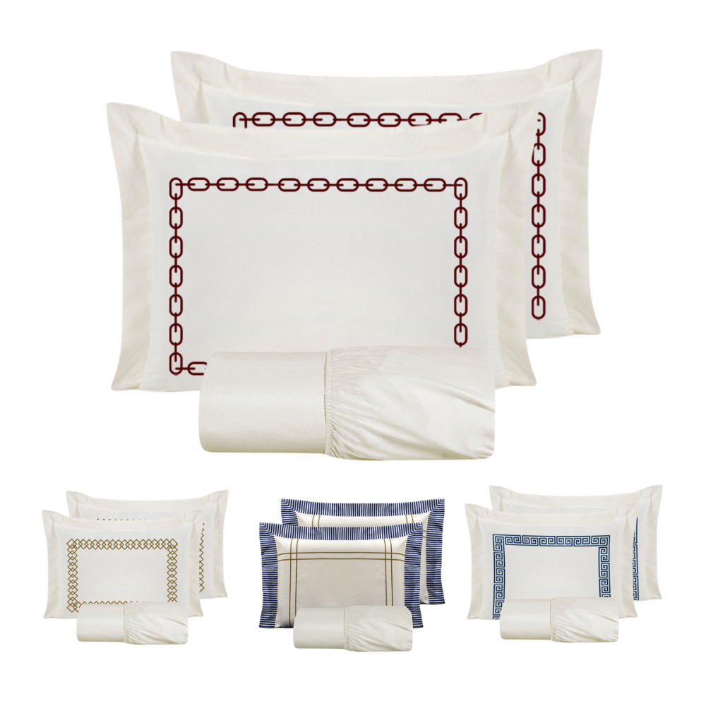 Jogo de Cama Queen Size Algodão 180 Fios 03 Peças Luck Jogo de Lençol Casal Queen