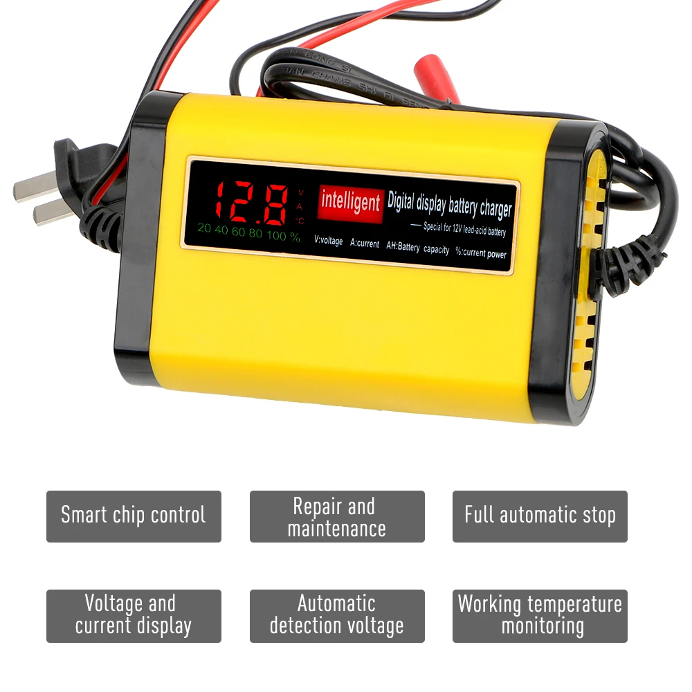 Carregador bateria carro 12v automotivo moto inteligente portátil carga lenta Modelo 2024 110/220v