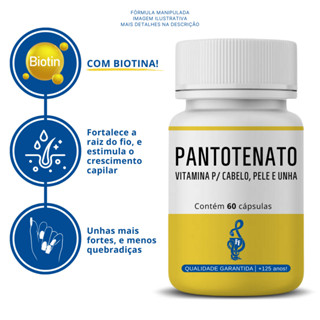 Pantotenato 60 CPS - COM BIOTINA / Suplemento para cabelo, pele e unha