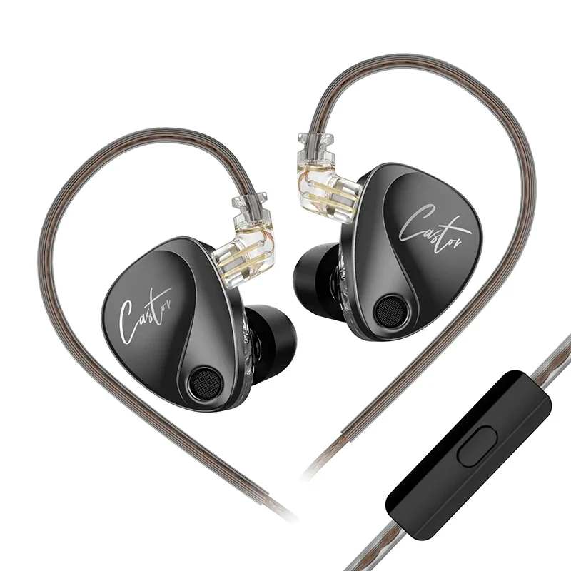 KZ Castor-Dynamic In Ear Hi Fi Earphone, 2DD,Fone de ouvido,  High-End, Jogo Ajustável,  Esportivos