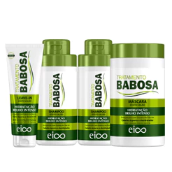 Eico Babosa Aloe Vera Shampoo Condicionador 450ml + Máscara Hidratação Brilho 1kg + Leave-in 200ml