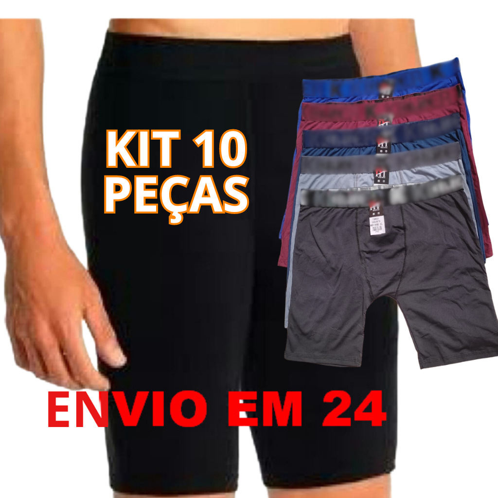 Kit 10 Cuecas Boxer microfibra masculina Ciclista  ...