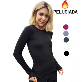 Blusa Feminina Térmica Peluciada Segunda Pele Manga Longa Peluciada Inverno