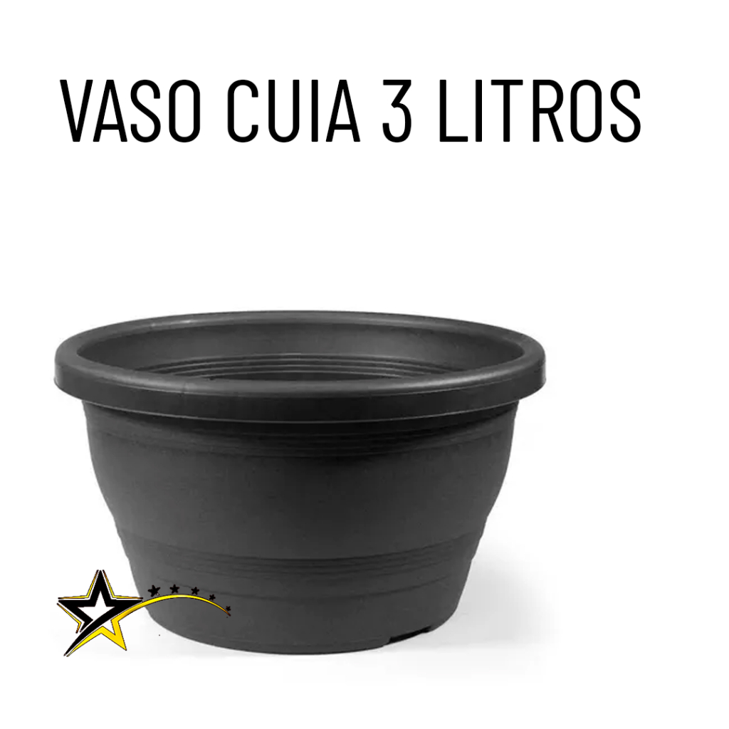 KIT  10 VASOS PLÁSTICO CUIA 23 PRETA PLANTAS VENEZA FLORES JARDIM