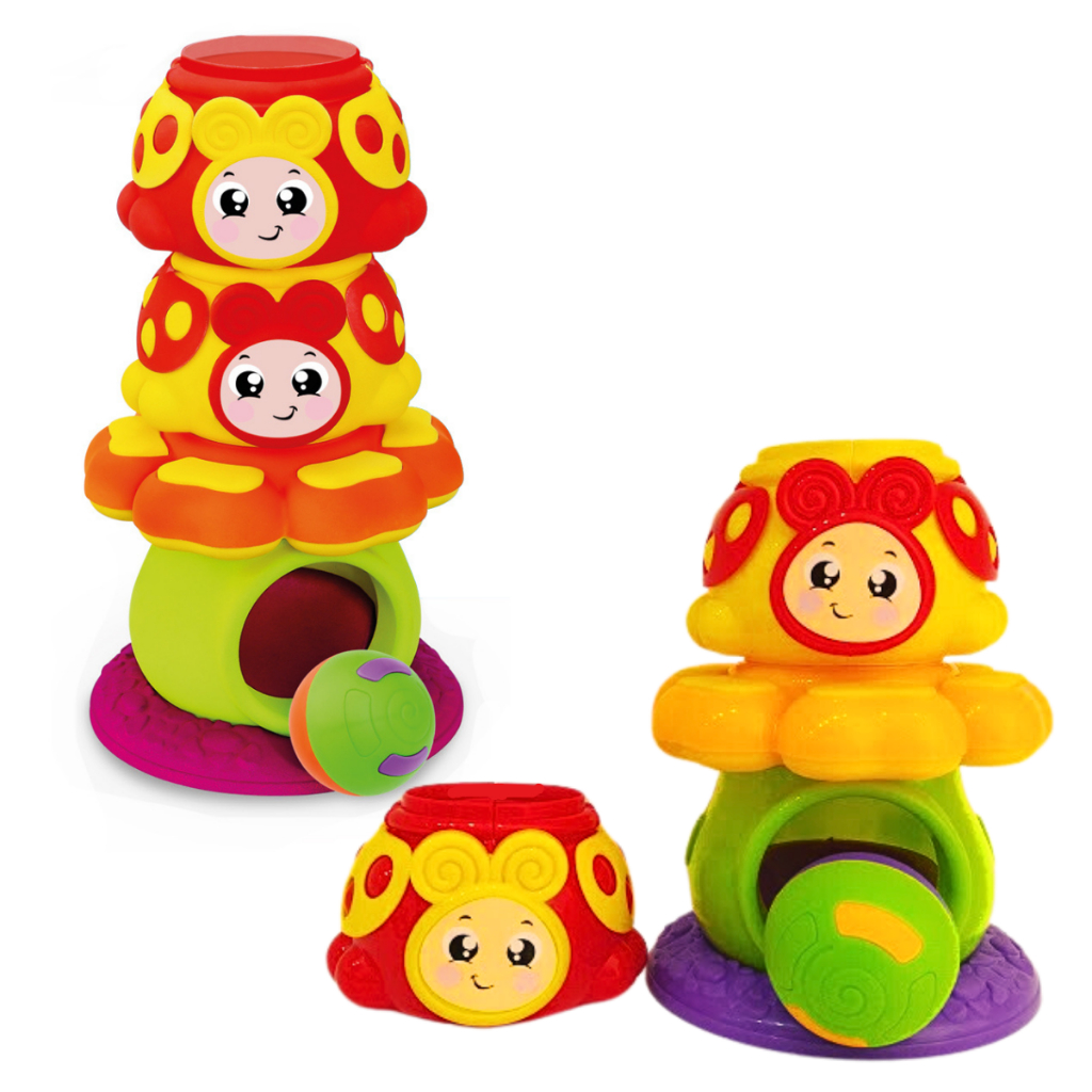Brinquedo Educativo Bebe Empilhar Torre Joaninha Bolinha Didático