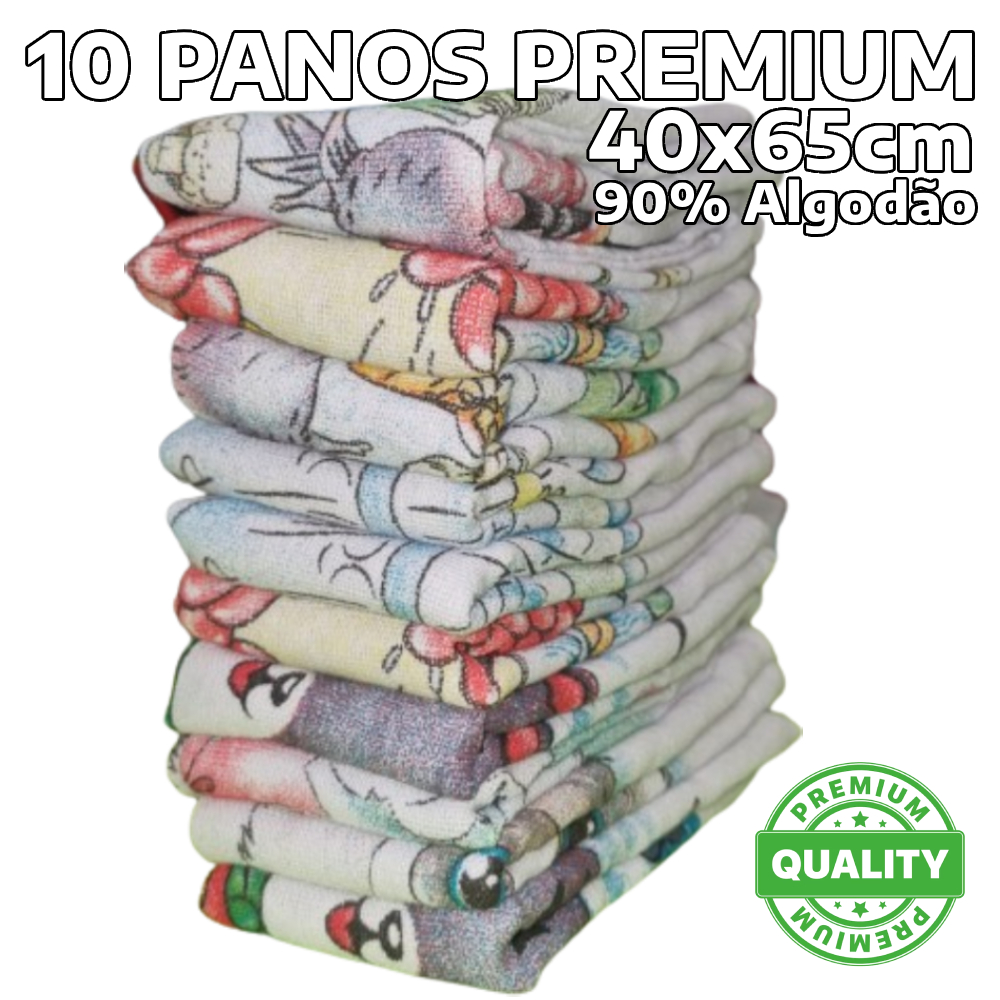 Kit 10 Panos Prato Copa Premium Grande - 40x65cm - 90% Algodão - Diversas Estampas Elegantes - QUEEN SHOP em Oferta na Shopee