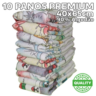 Kit 10 Panos Prato Copa Premium Grande - 40x65cm - 90% Algodão - Diversas Estampas Elegantes - QUEEN SHOP em Oferta na Shopee