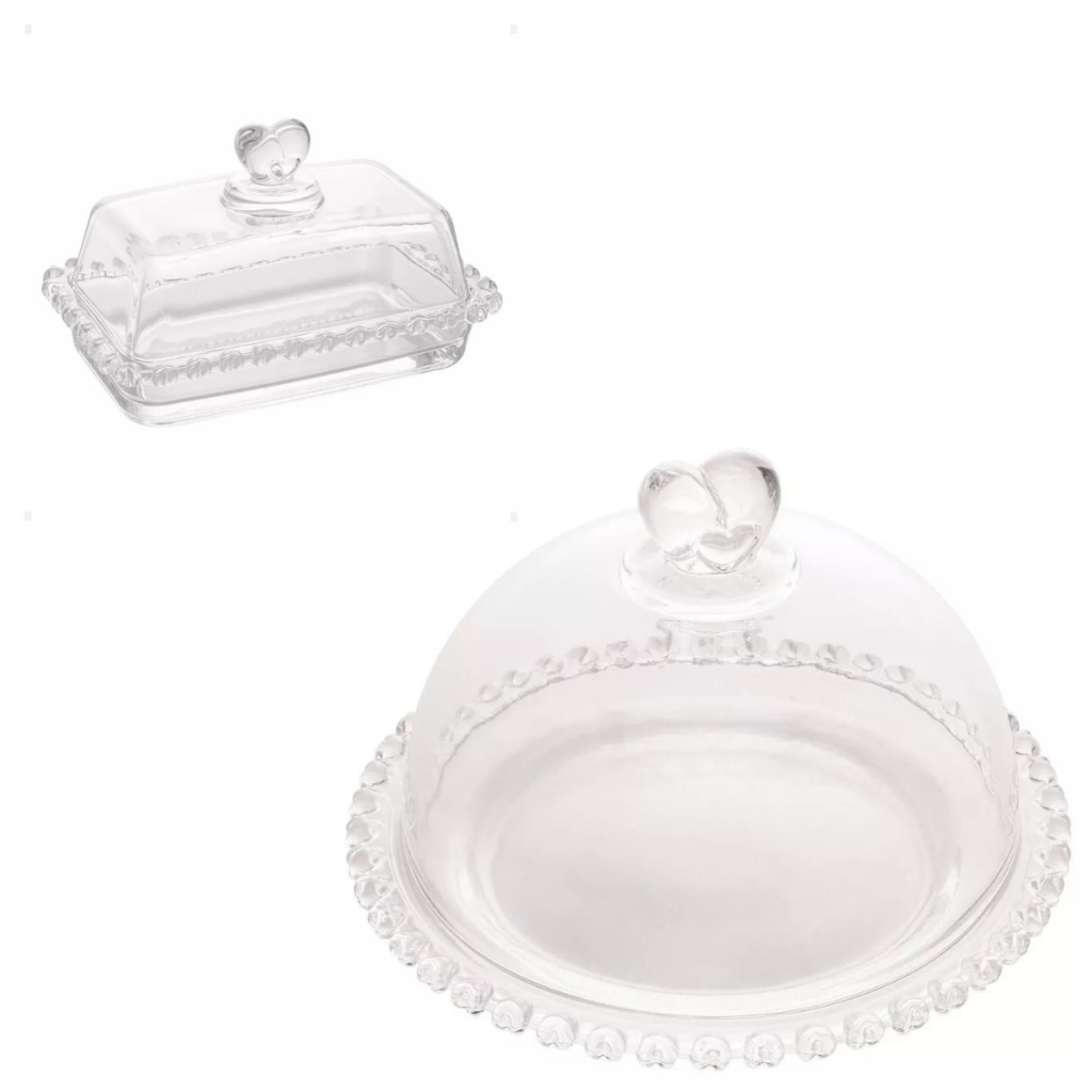 Kit Queijeira E Manteigueira De Cristal Para Mesa De Café Da Manhã De Luxo