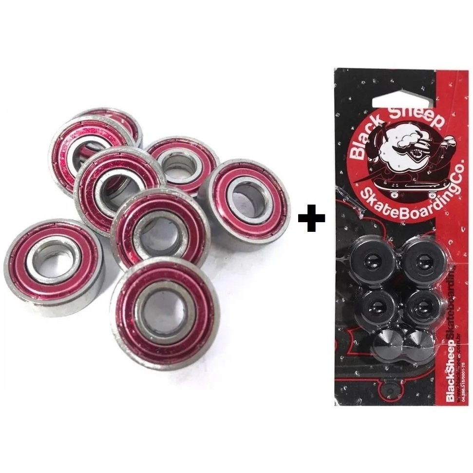 8 Rolamentos Abec 5 608zz + Amortecedor E Chupeta P/ Skate Black Sheep Especializada em Skateboard