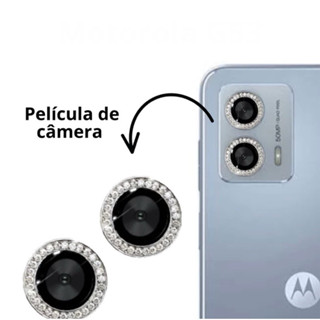 Película Câmera Traseira Brilho Strass Motorola Moto G73 em Vidro 3D Anti-Impacto Protetora