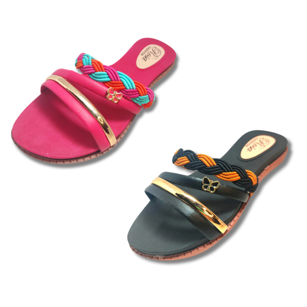 Kit 2 Pares De Chinelos Femininos Sola Tratorada Confortáveis  Lançamento Jade