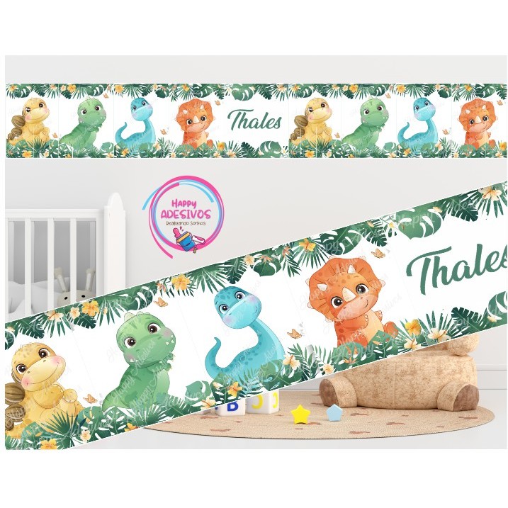 Faixa Adesiva Decorativa Parede Quarto Menino Infantil Dinossauro Baby Animais Adesivo Colante Dino em Oferta na Shopee