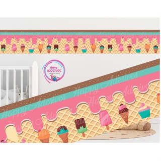 Faixa Adesiva Decorativa Parede Confeitaria Sorveteria Bolo Doce Doceria Sorvete Adesivo Vitrine em Oferta na Shopee
