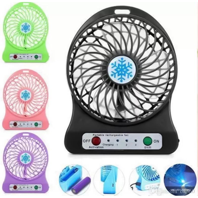 Ventilador com Luz LED Recarregável Portátil Mini Ventilador de Mesa com USB Bateria