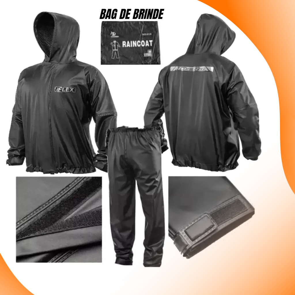 Capa de Chuva Conjunto Completo Pvc Com Capuz Para Motoqueiro Adulto