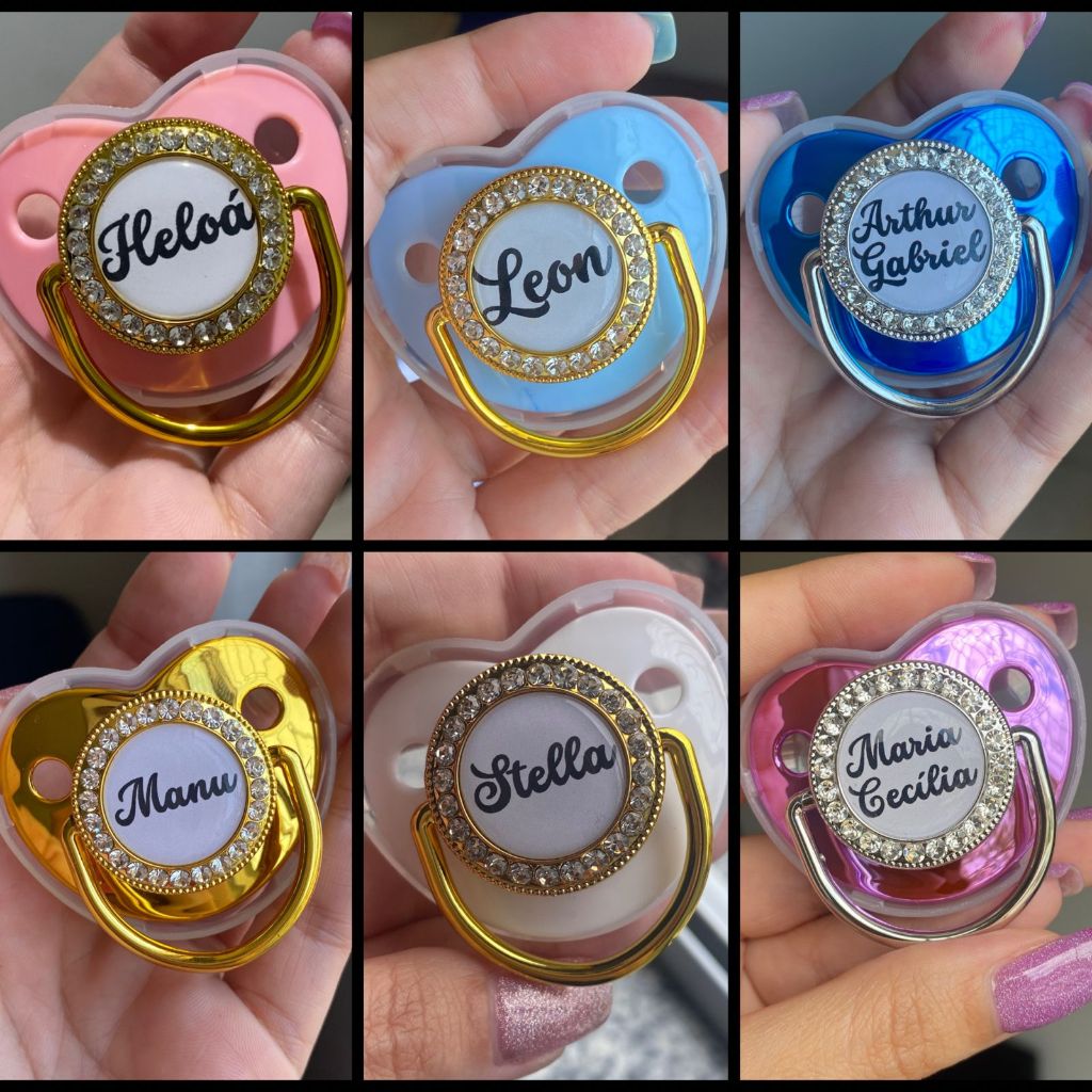 Chupeta personalizada com nome à sua escolha recém-nascido de 0-24 meses