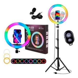 Ring Light Colorido 10 Polegadas com Tripe 2,10mt - Kit RGB